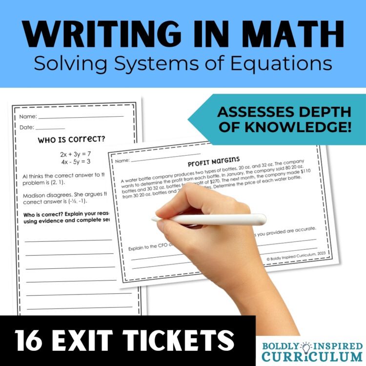 Solving Systems of Equations Warm Ups and Exit Tickets