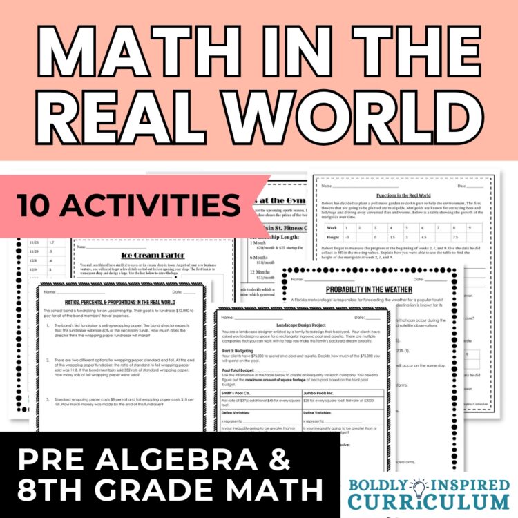 8th Grade Math End of Year Projects & Word Problems Bundle