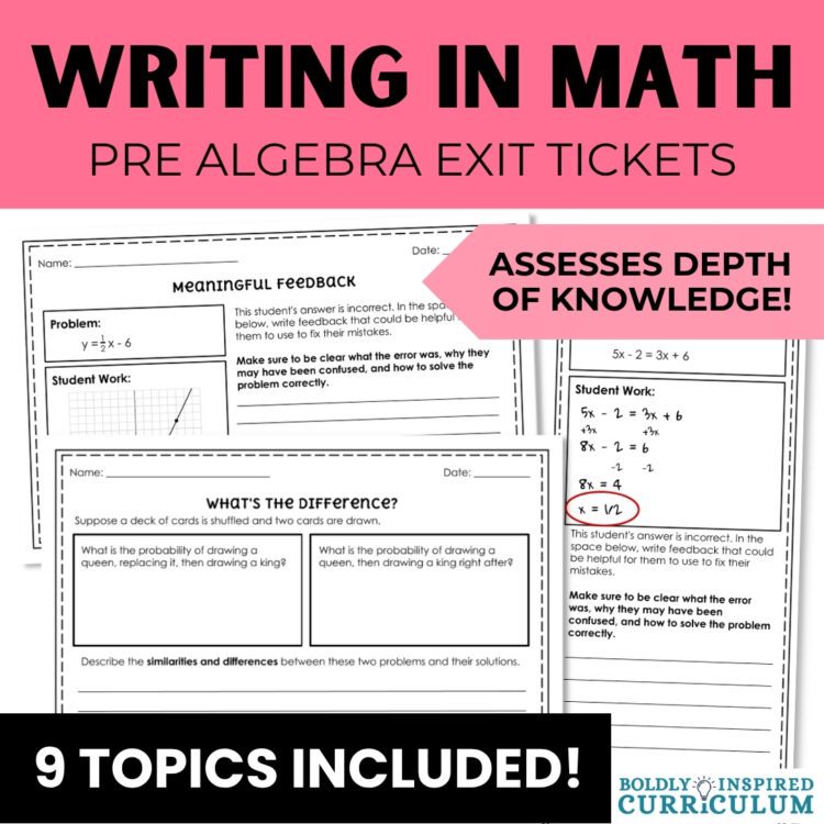 8th Grade Math Warm Ups, Exit Tickets, and Bell Ringers | Pre Algebra