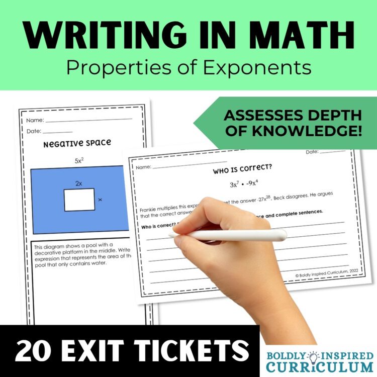 Algebra 1 Exit Tickets & Warm Ups for Exponent Rules (Laws of Exponents)