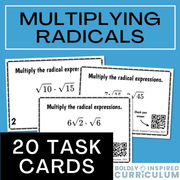 Multiplying Radicals Task Cards - Self-Checking Activity - Boldly ...