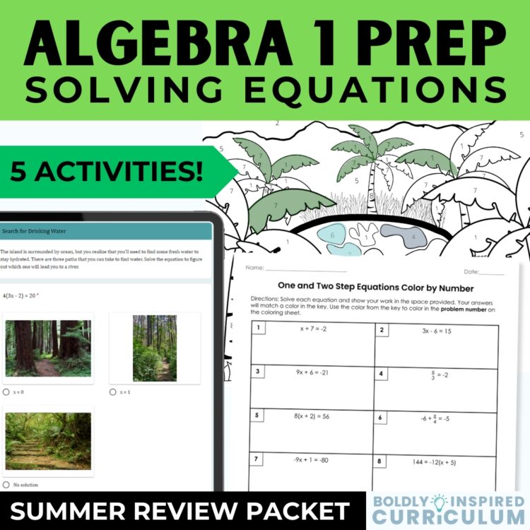 Getting Ready for Algebra 1 Summer Prep Packet | Solving Multi Step Equations
