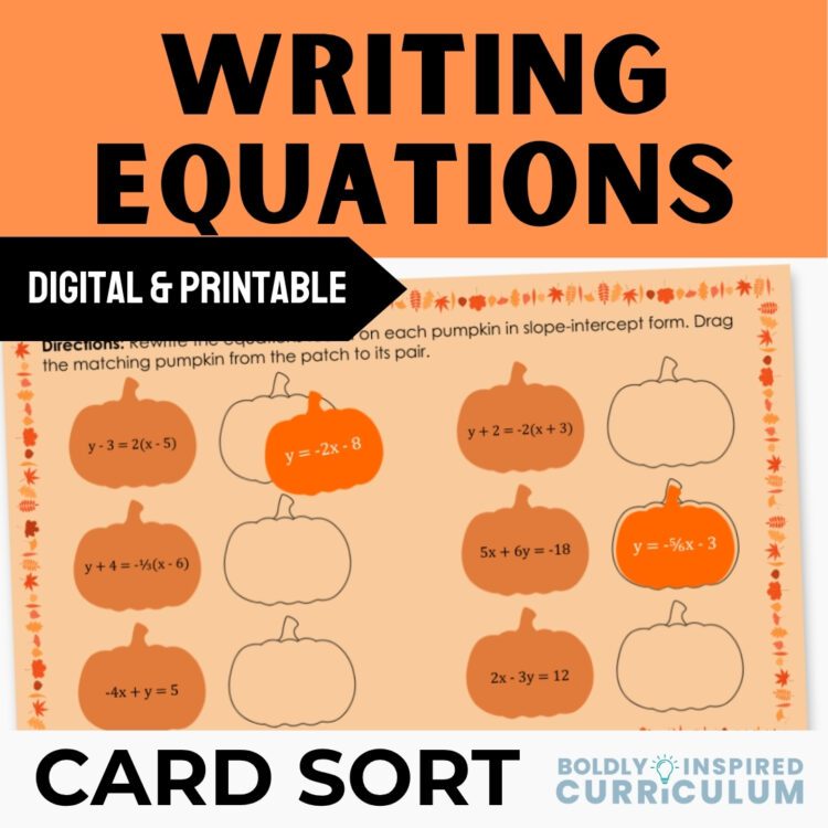 Writing Linear Equations from Graphs Activity for Fall| Slope Intercept Form