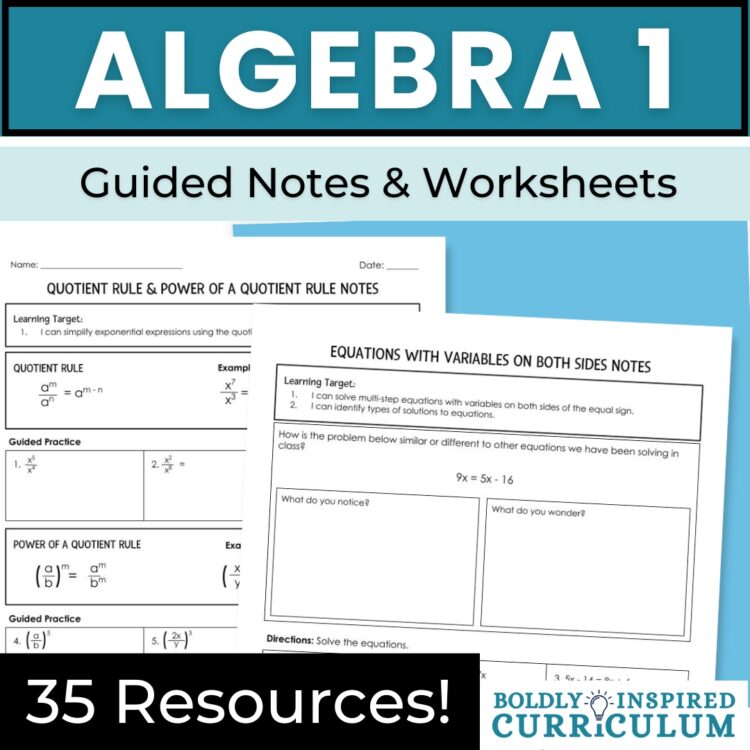 Algebra 1 Guided Notes and Practice BUNDLE
