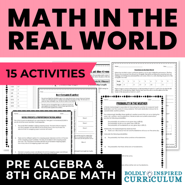 8th Grade Math End of Year Projects & Word Problems Bundle