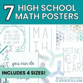 High School Math Classroom Decor | 7 Blue & Green Minimalist Math Posters