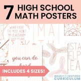 High School Math Classroom Decor | 7 Pink & Red Minimalist Math Posters