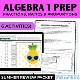 Getting Ready for Algebra 1 Summer Prep Packet | Ratios and Proportions Review