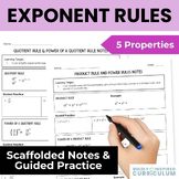 Laws of Exponents & Exponent Rules Notes and Worksheets for 8th Grade