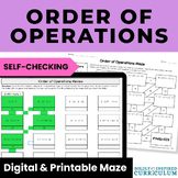 Order of Operations Review Activity | Self Checking Digital & Printable Maze