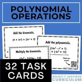 Polynomial Operations Task Cards Bundle for Algebra 1 (Self-Checking)
