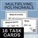 Multiplying Polynomials Task Cards with Simplifying Expressions for Algebra 1