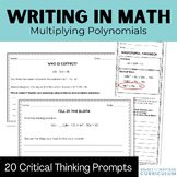 Algebra 1 Warm Ups and Exit Tickets - Multiplying Polynomials Writing Prompts