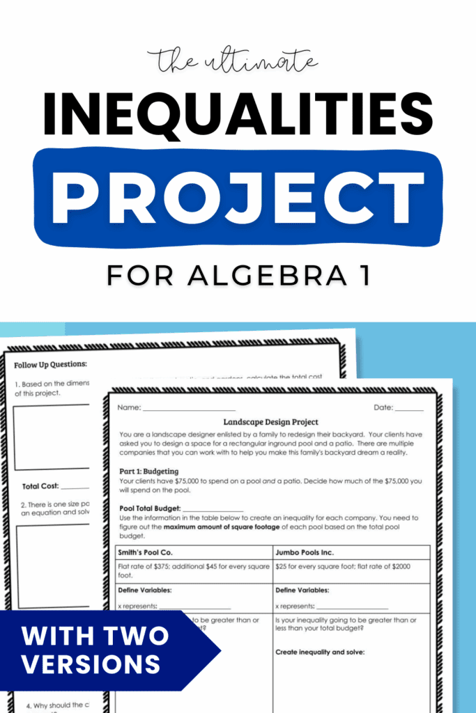 the ultimate inequalities project for algebra 1