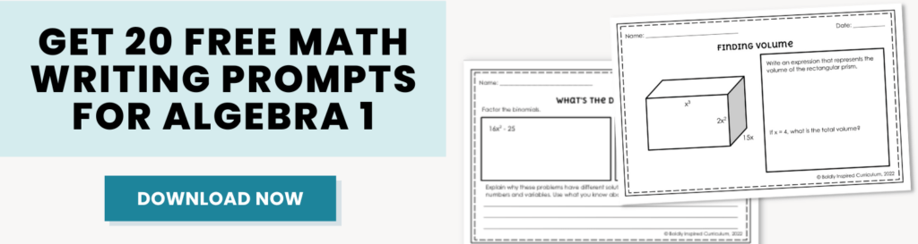 get 20 free math writing prompts for algebra 1