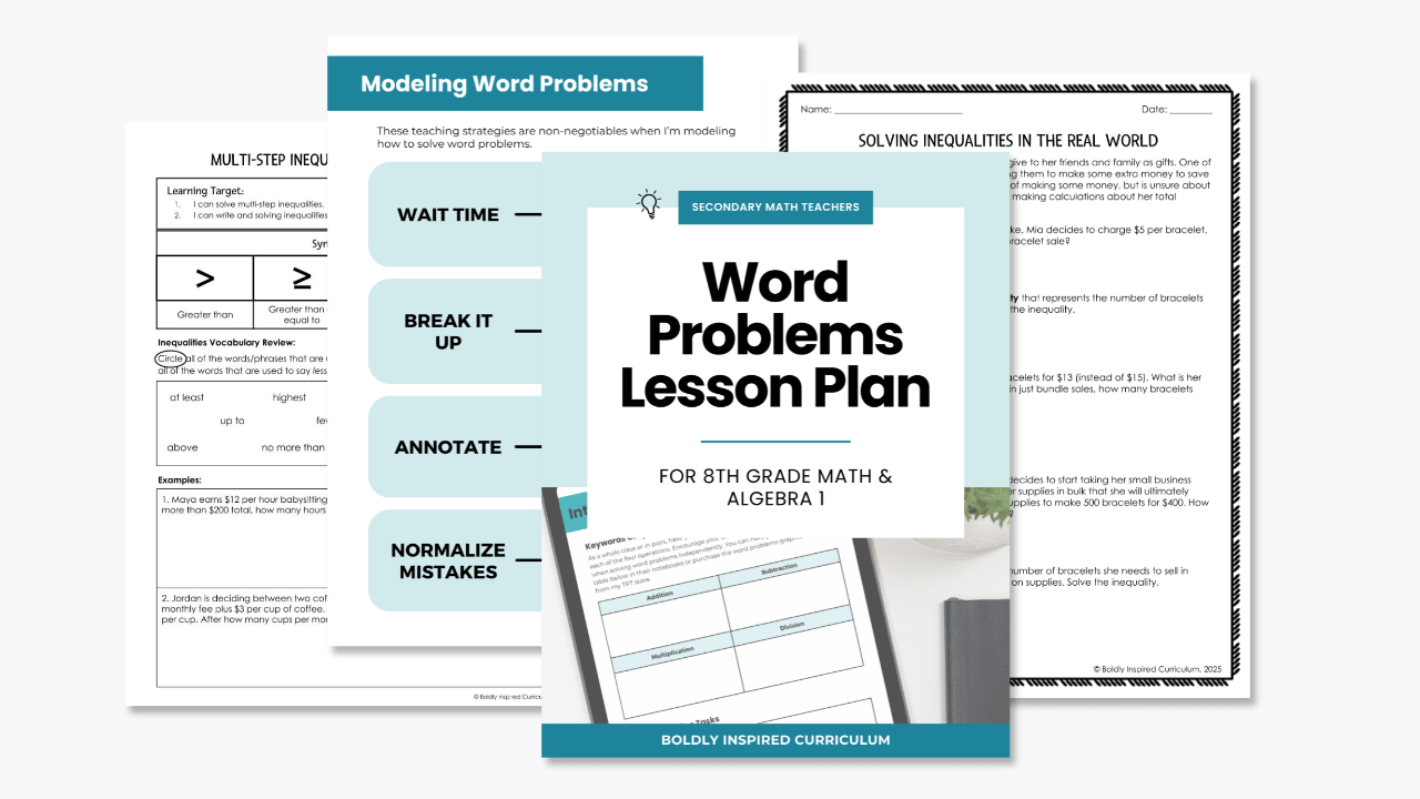 Word Problems Lesson Plan - Boldly Inspired Curriculum
