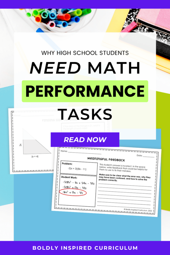 pin image for why students need performance tasks in math class blog post