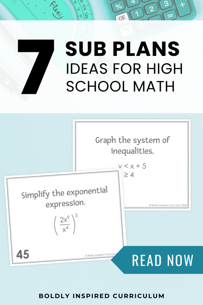 pin image for 7 high school math sub plans blog post