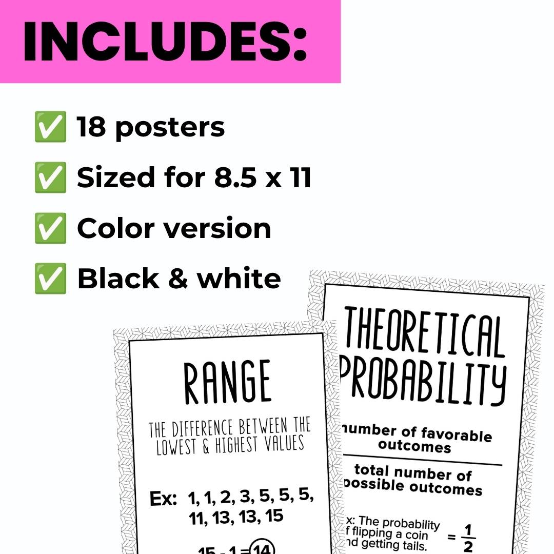 Statistics and Probability Vocabulary Posters for Middle School Math - Image 2